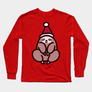 Santa Hat Sloth Long Sleeve T-Shirt